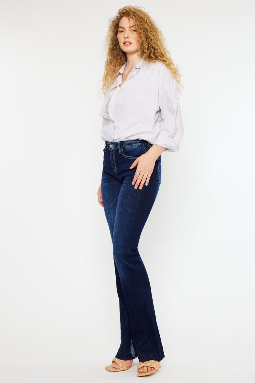 Kancan Mid Rise Slim Flare Jeans-Trendy-Fashion