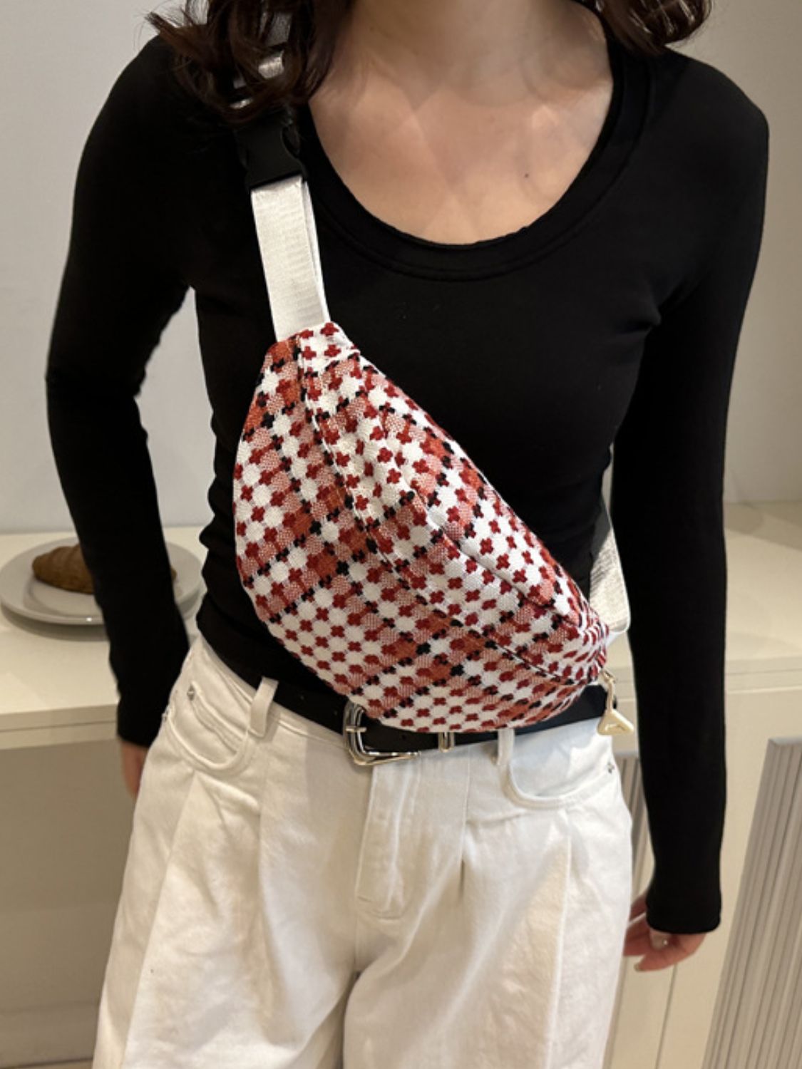 Plaid Wide Strap Crossbody Bag-Statement piece