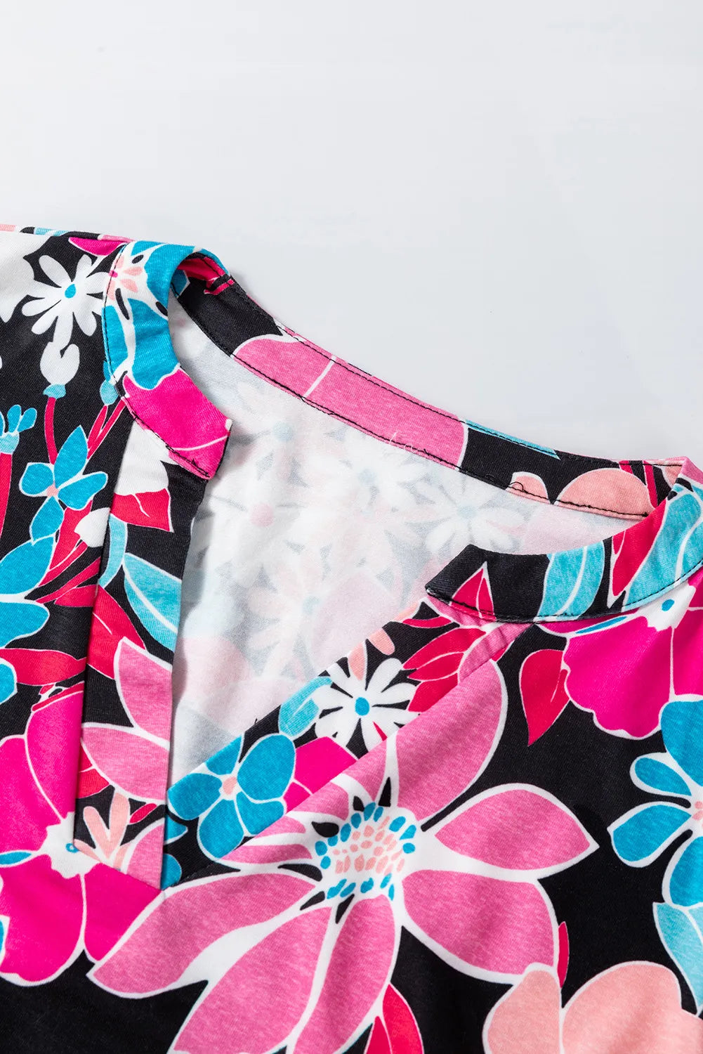 Floral Notched Long Sleeve Blouse-Elegant-Casual