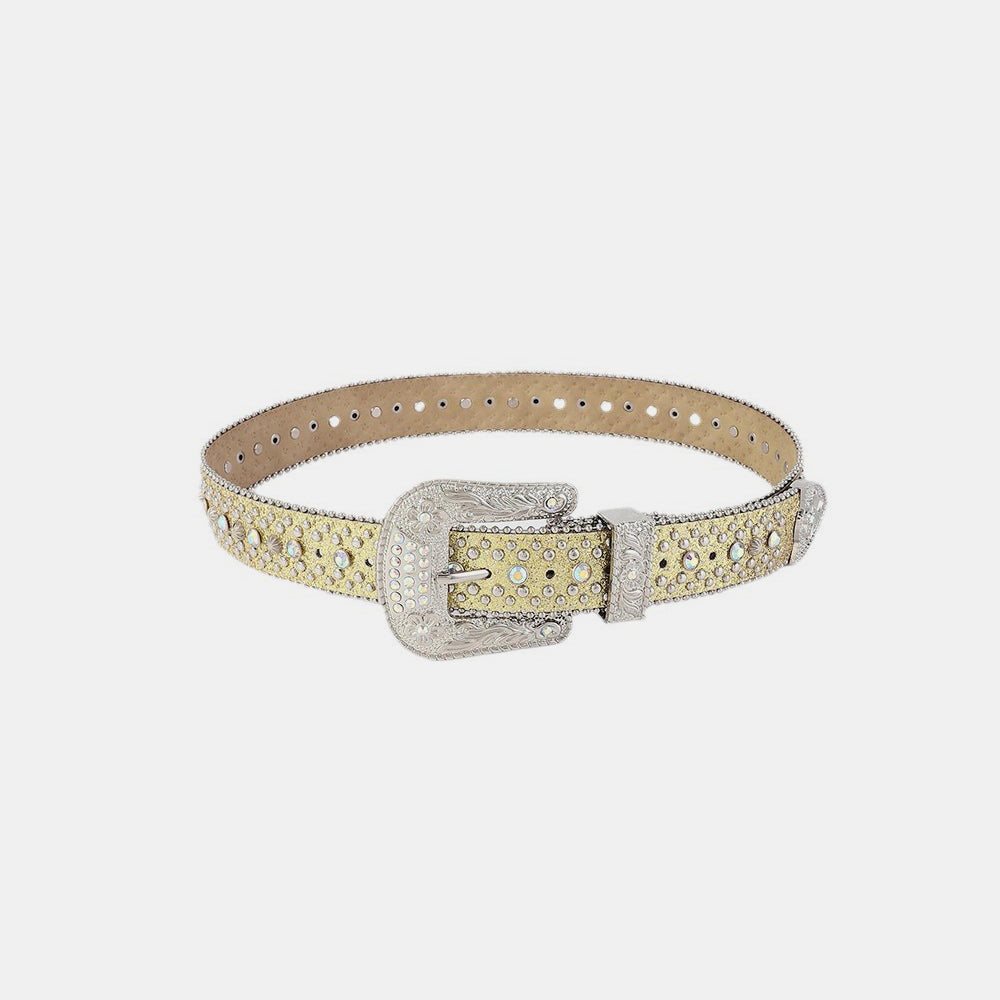 Rhinestone PU Leather Belt Sparkle Fashion