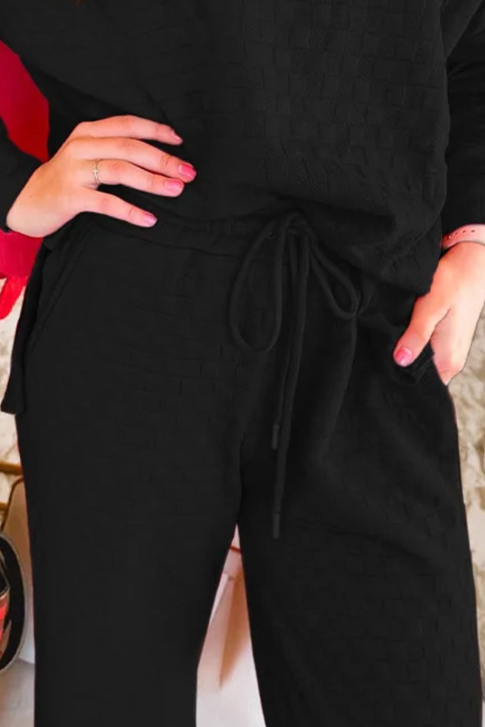 High-Low Round Neck Top and Pants Set-Casual