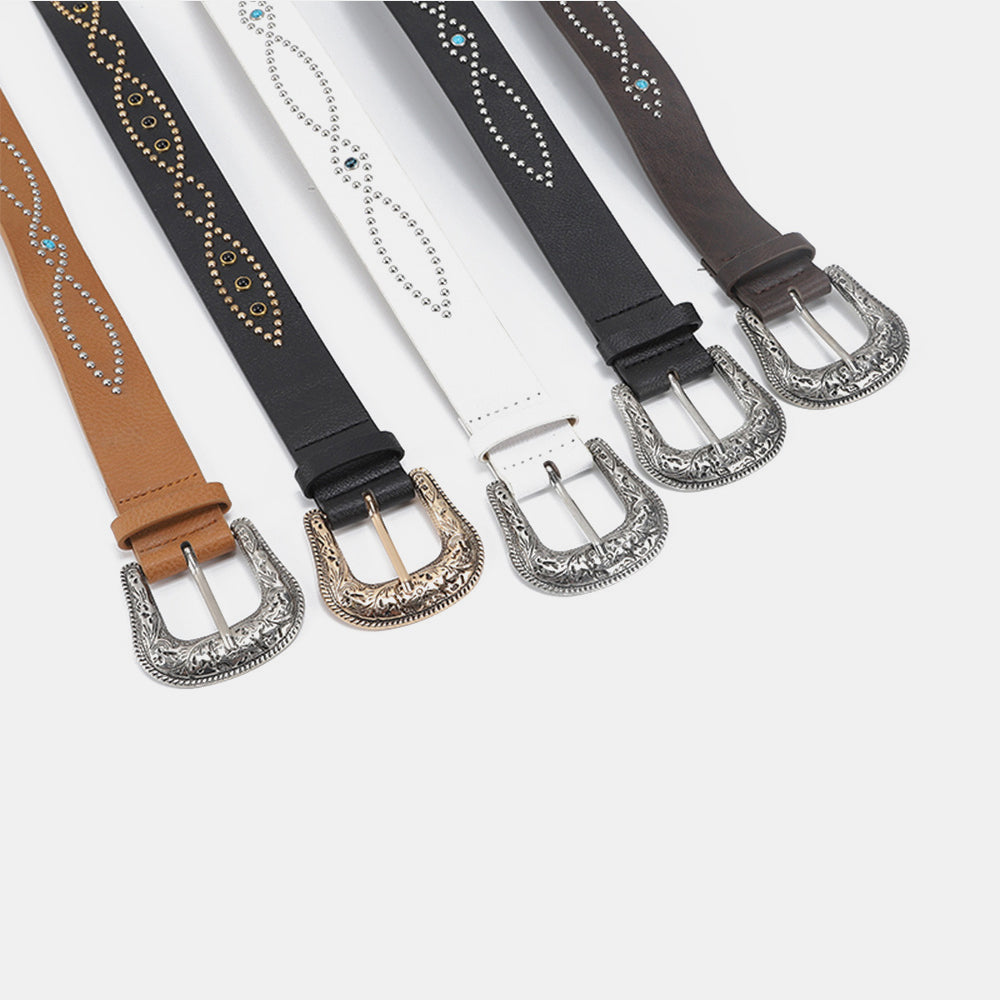 PU Leather Rhinestone Belt Glamorous Trendy