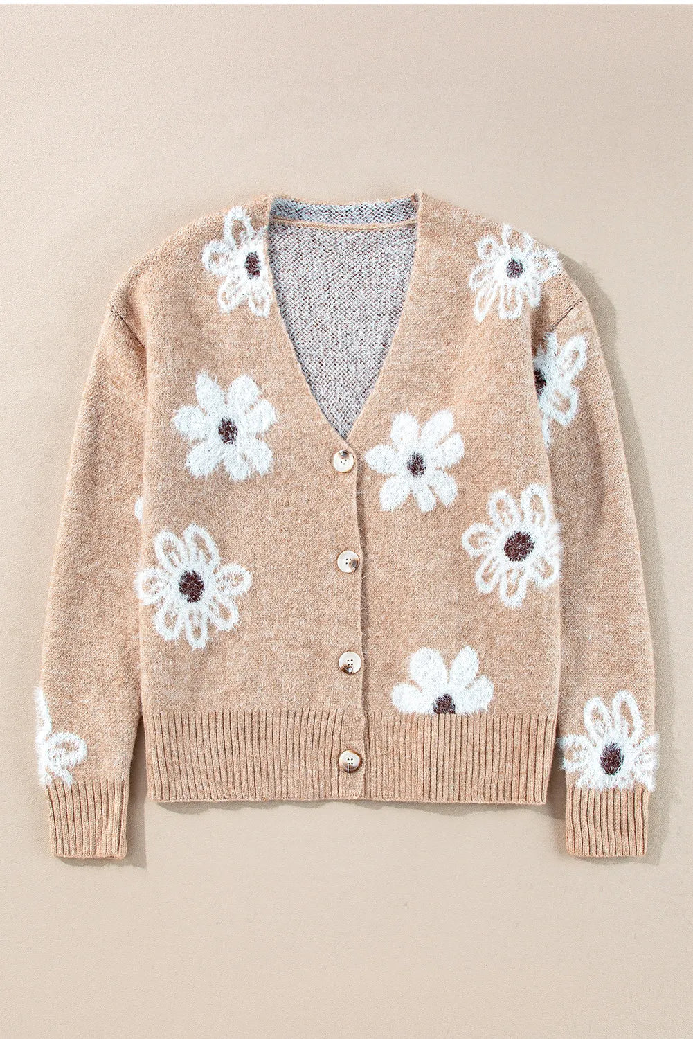 Flower Button Up Long Sleeve Cardigan-Versatile