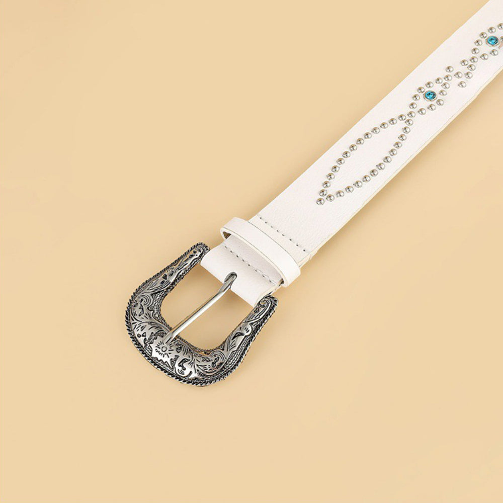 PU Leather Rhinestone Belt Glamorous Trendy