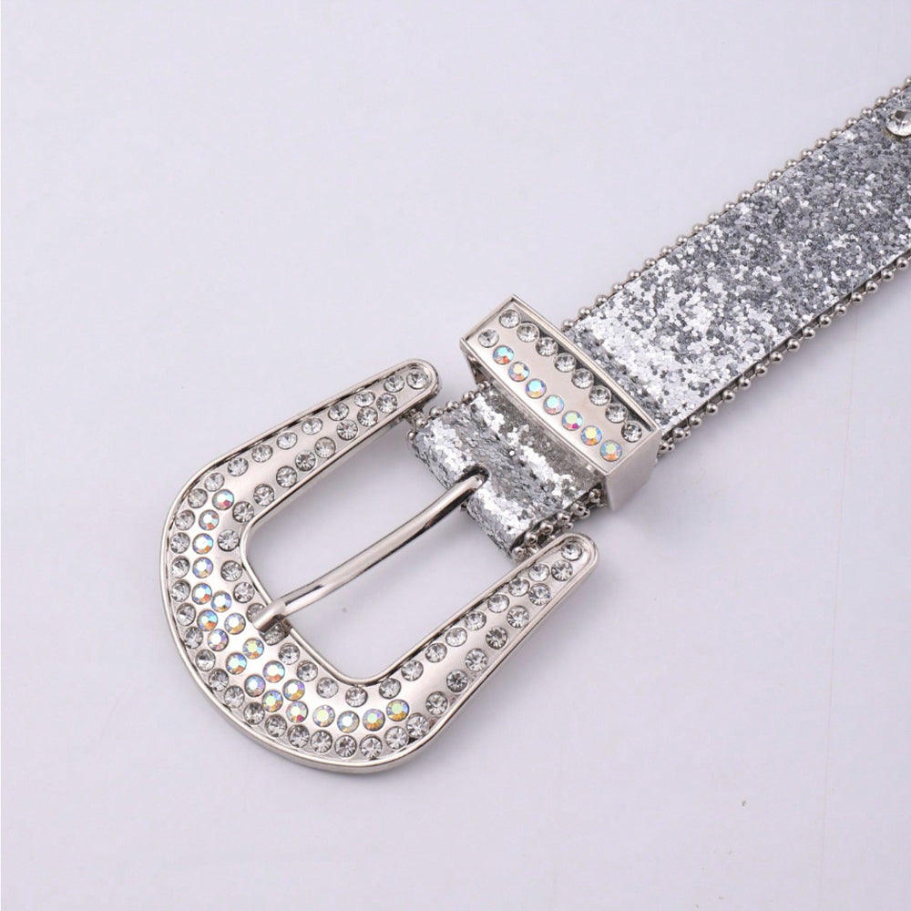 PU Leather Rhinestone Belt Embellished Fashion