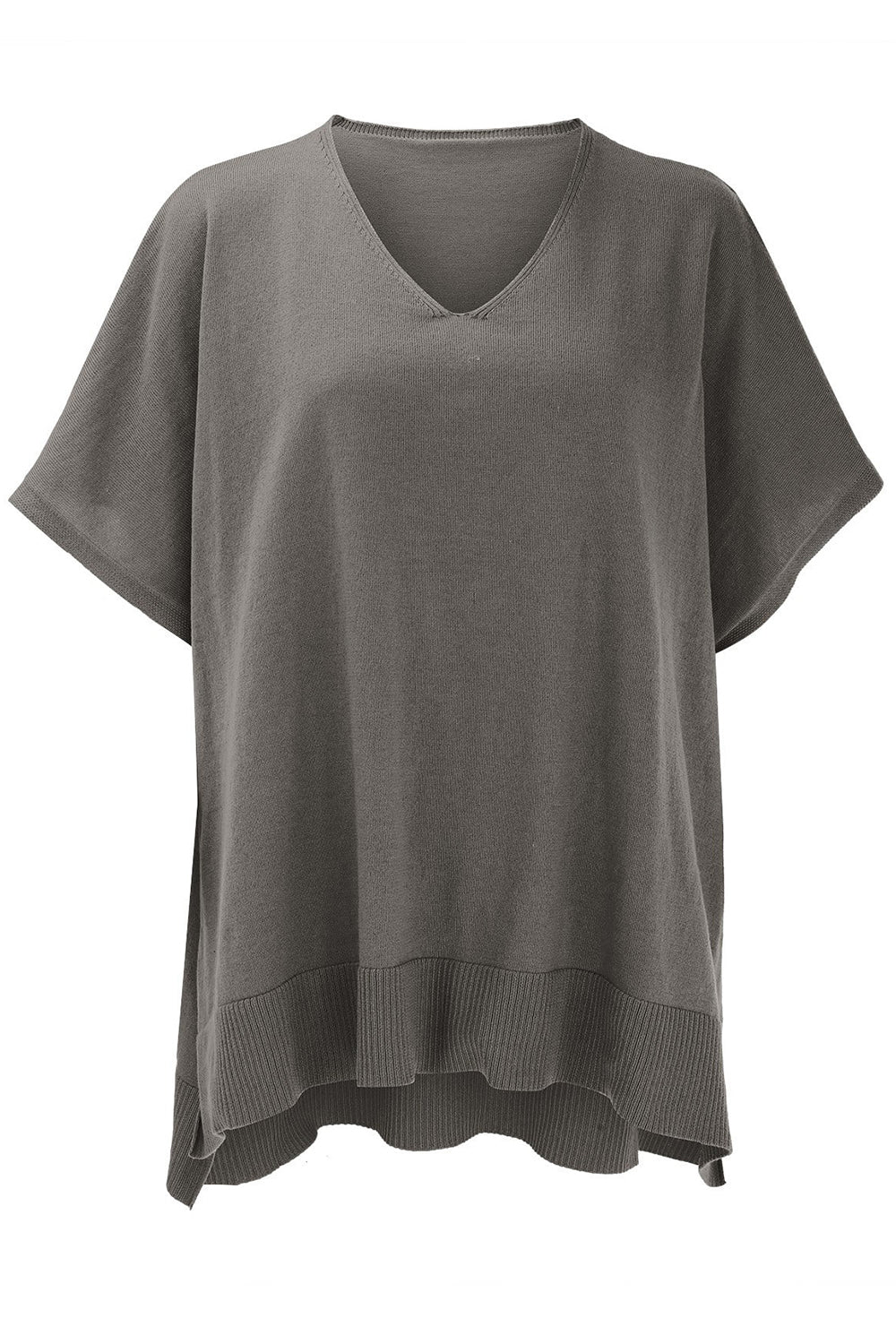 Slit V-Neck Half Sleeve Knit Top-Stylish