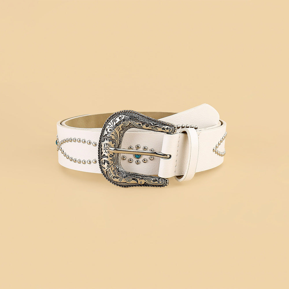 PU Leather Rhinestone Belt Glamorous Trendy