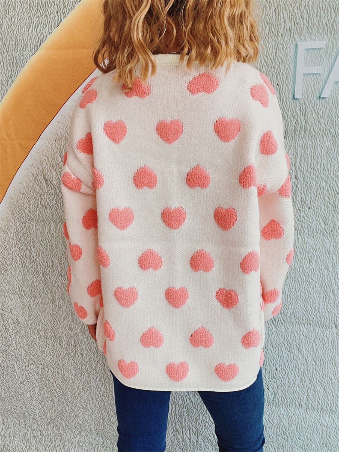 Heart Button Up Long Sleeve Cardigan-Comfortable