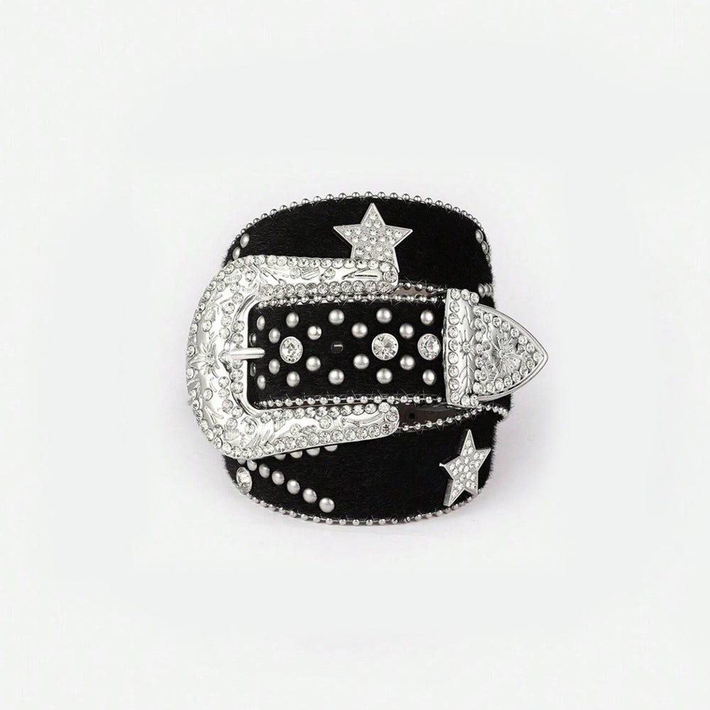 PU Leather Inlaid Rhinestone Belt Trendy Fashion