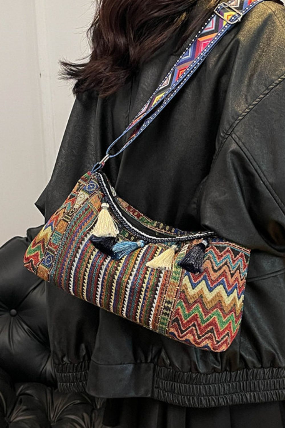 Tassel Adjustable Strap Shoulder Bag Crossbody
