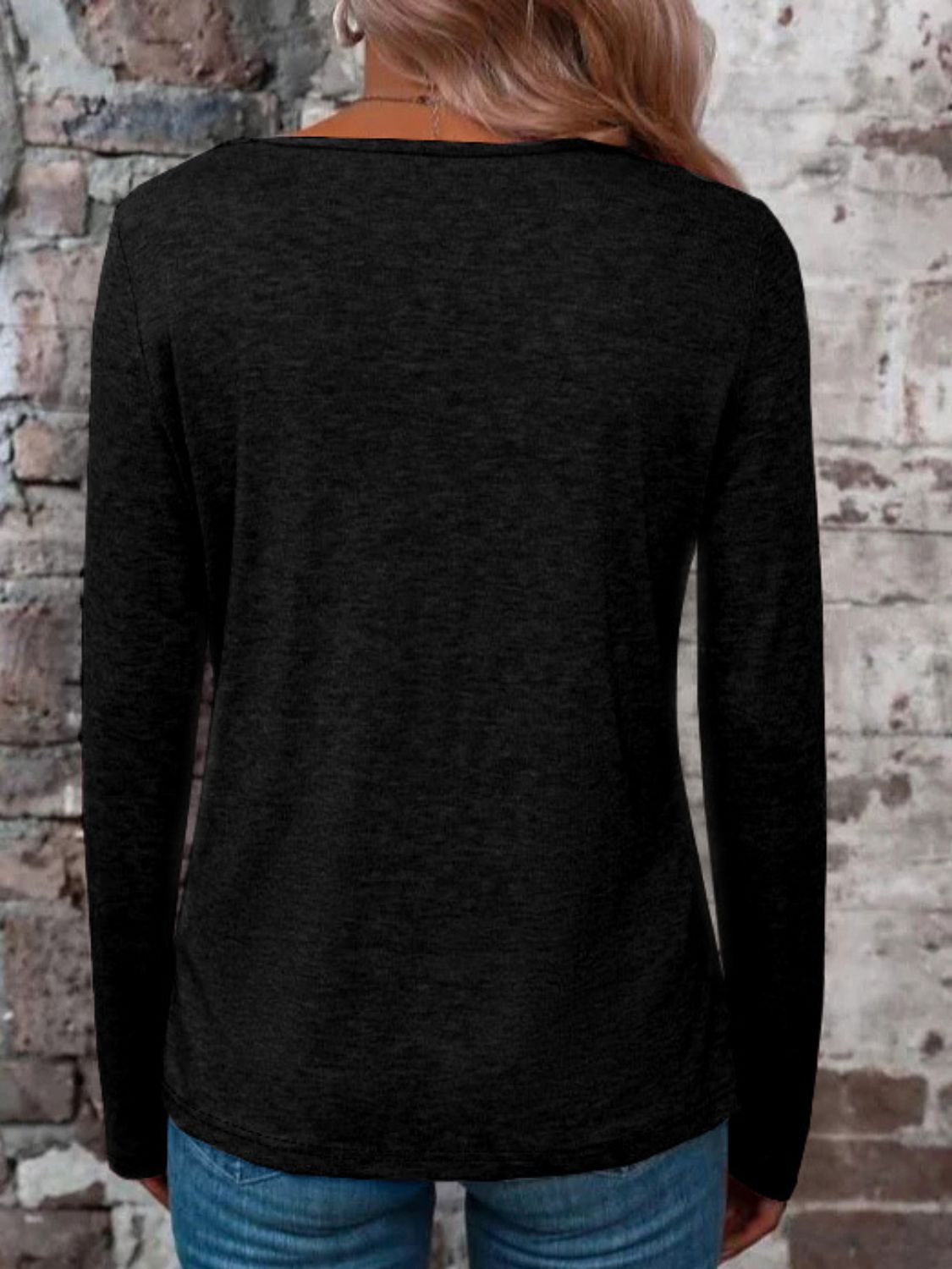 Crisscross V-Neck Long Sleeve T-Shirt-Comfortable-Fabric