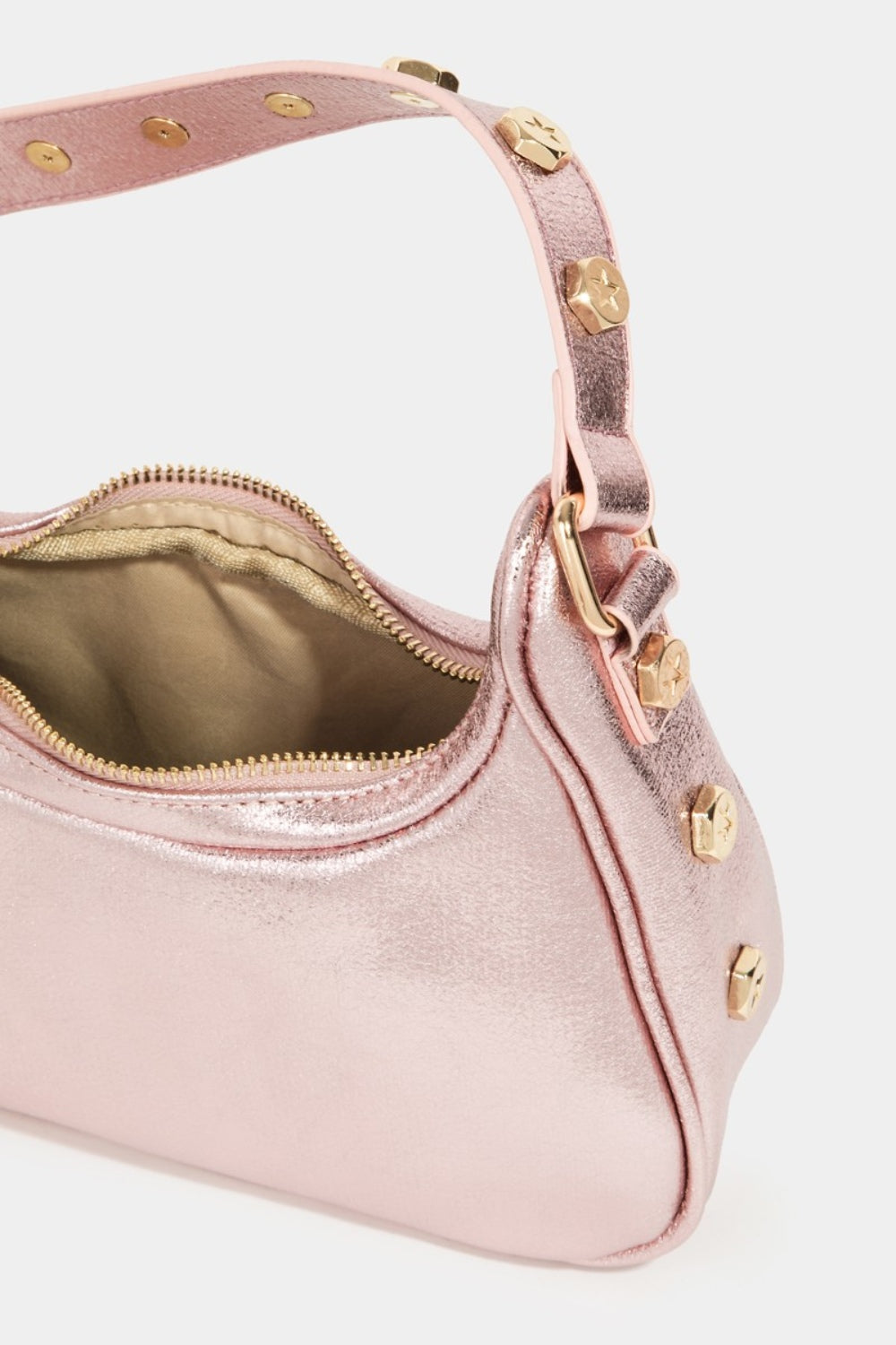 Fame Star Button Trim Hobo Handbag-Fashionable