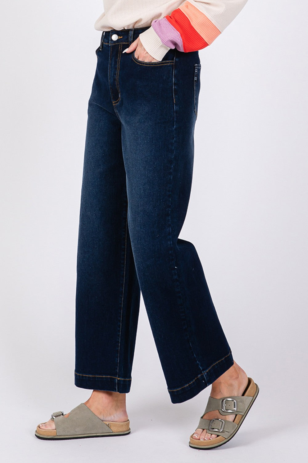 SAGE + FIG High Waist Wide Leg Jeans-Stylish