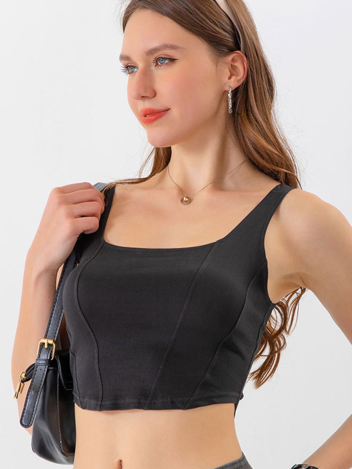 Seam Detail Cropped Denim Tank-Casual-Fashion