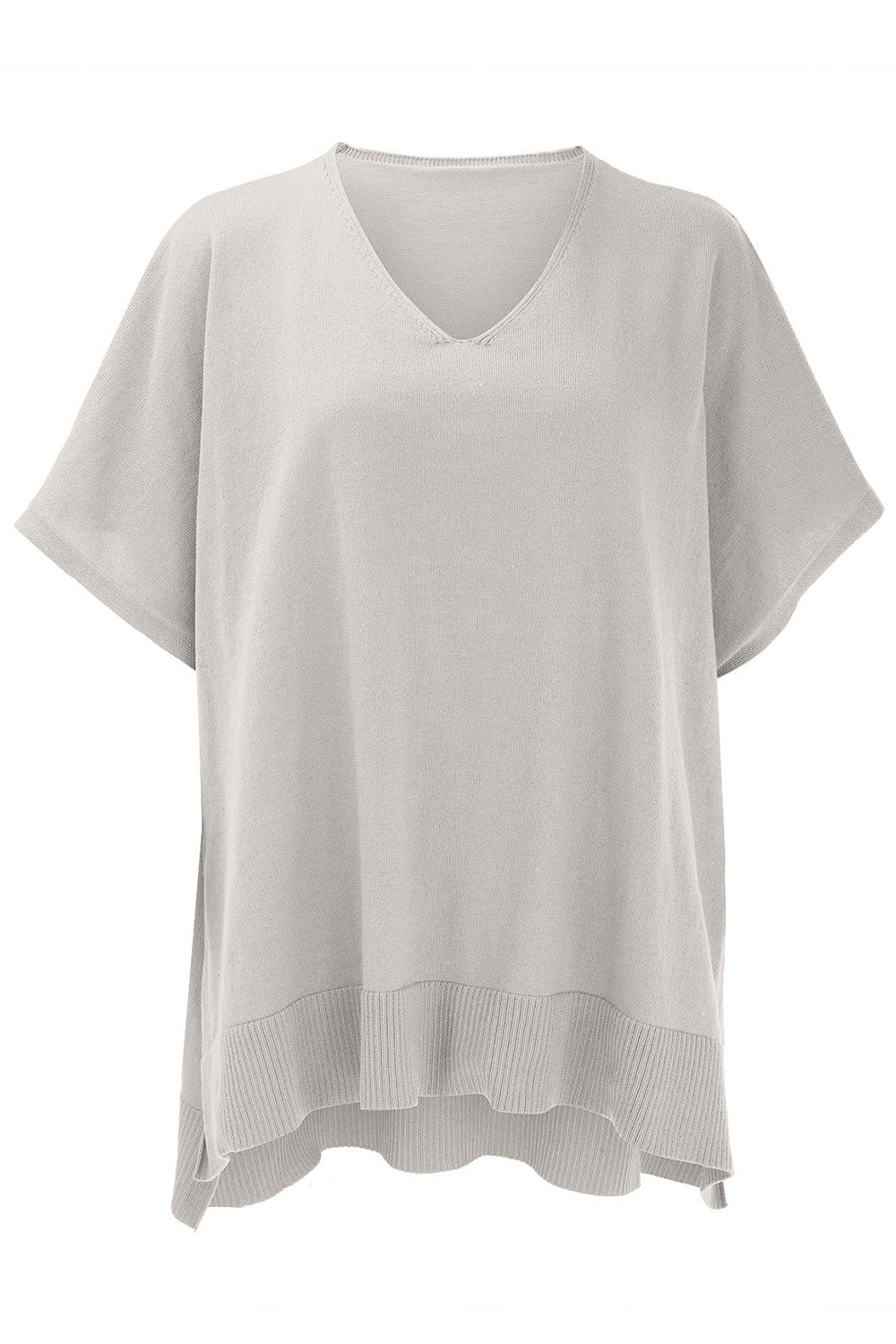 Slit V-Neck Half Sleeve Knit Top-Stylish