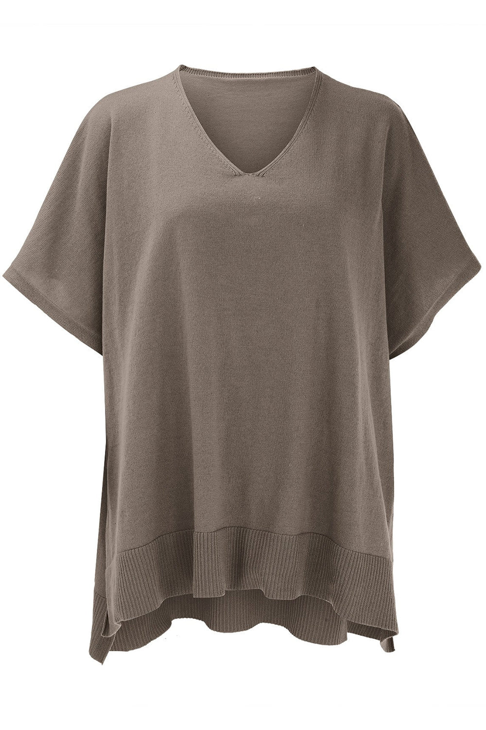 Slit V-Neck Half Sleeve Knit Top-Stylish