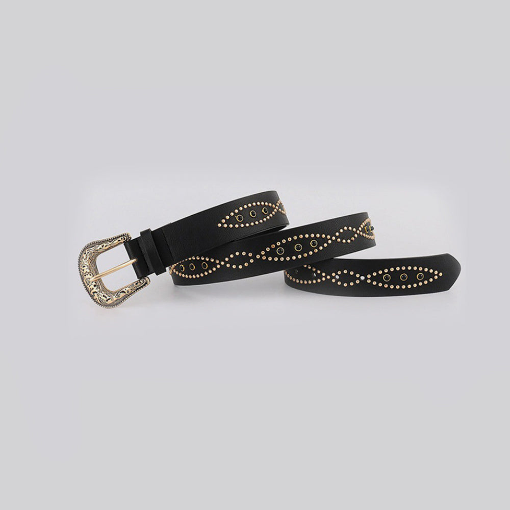 PU Leather Rhinestone Belt Glamorous Trendy