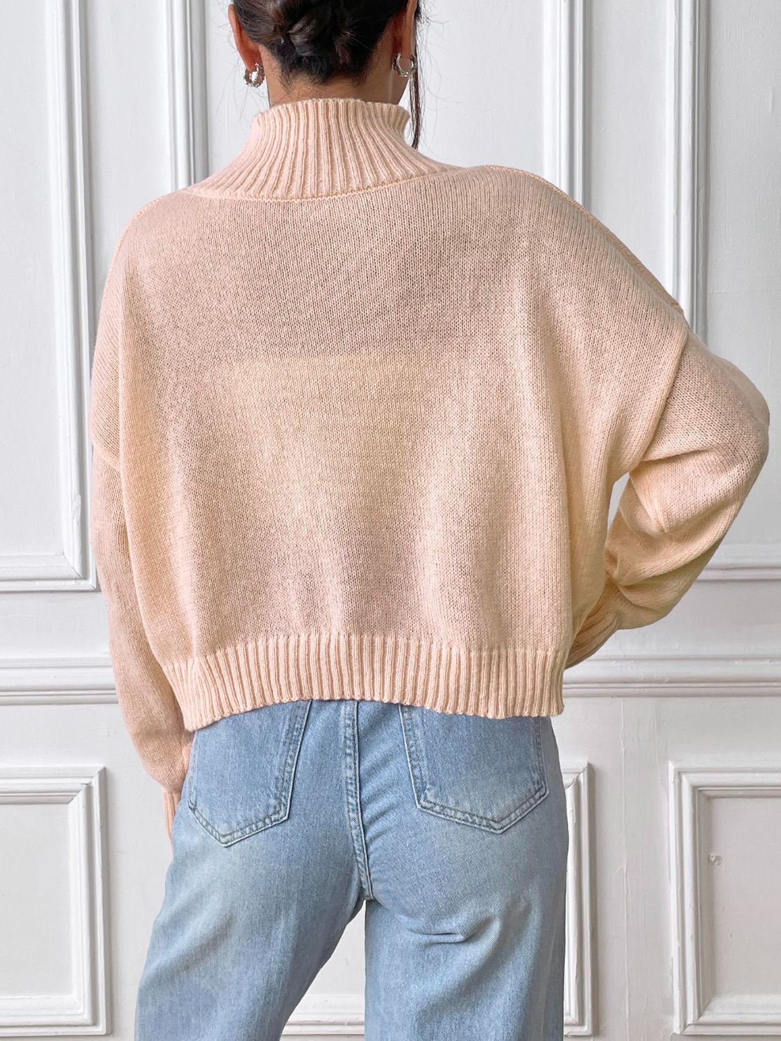 Heart Turtleneck Long Sleeve Sweater-Stylish