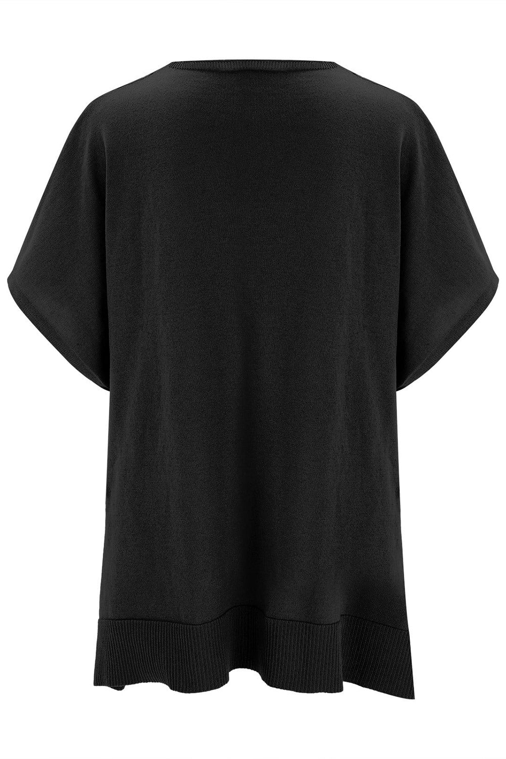 Slit V-Neck Half Sleeve Knit Top-Stylish