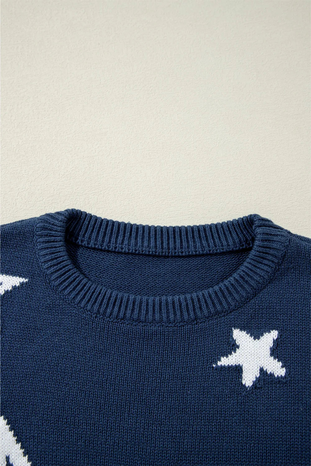 Star Round Neck - Long Sleeve Sweater-Casual
