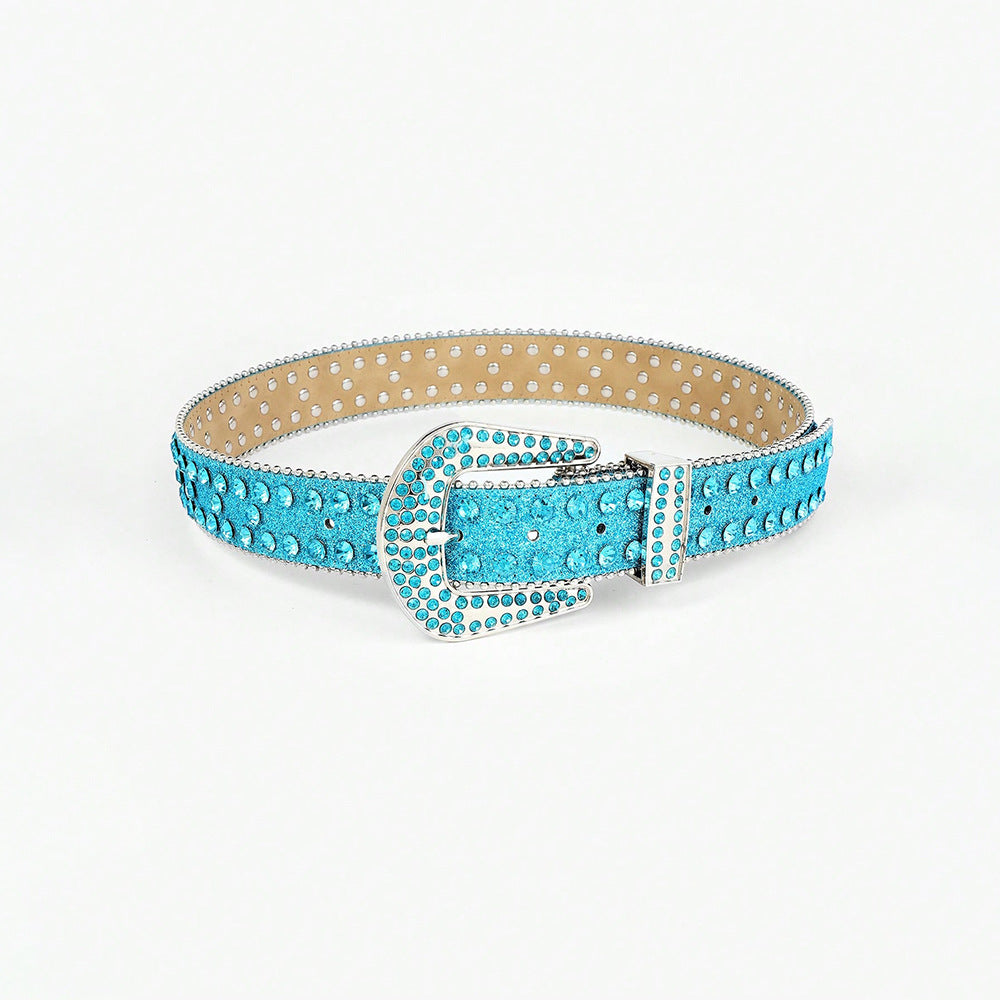 Rhinestone PU Leather Belt Sparkle Fashion