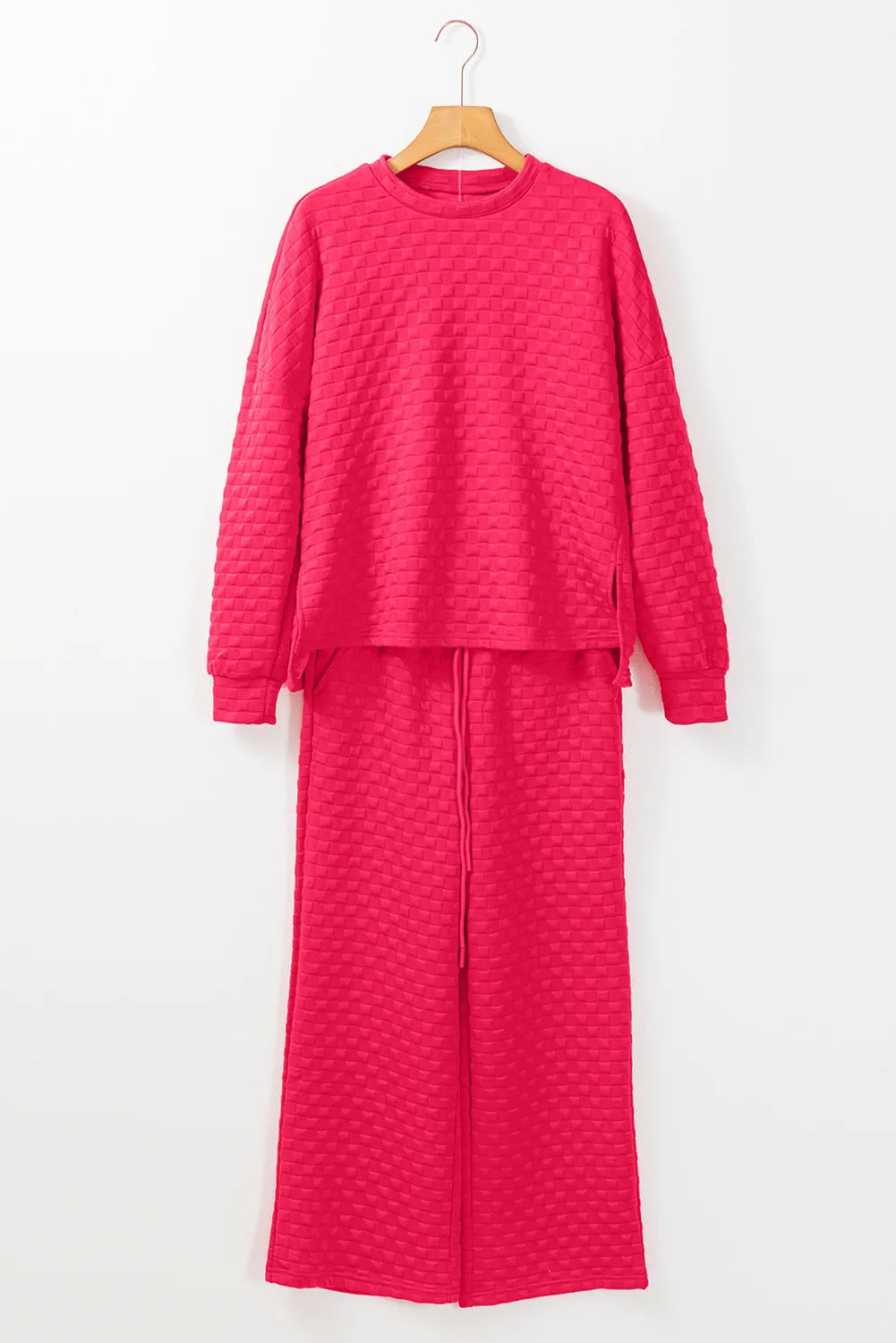 High-Low Round Neck Top and Pants Set-Casual