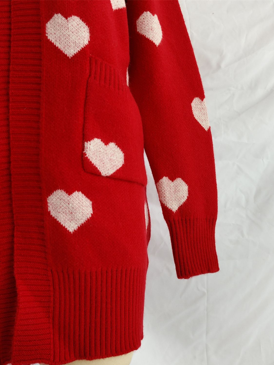 Heart Open Front Long Sleeve Cardigan Cozy