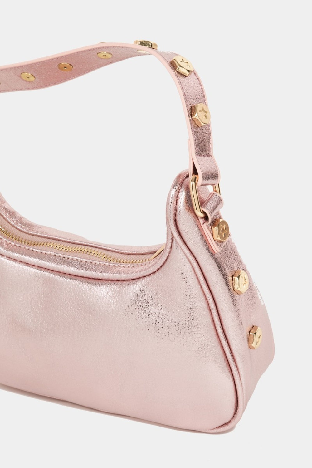 Fame Star Button Trim Hobo Handbag-Fashionable