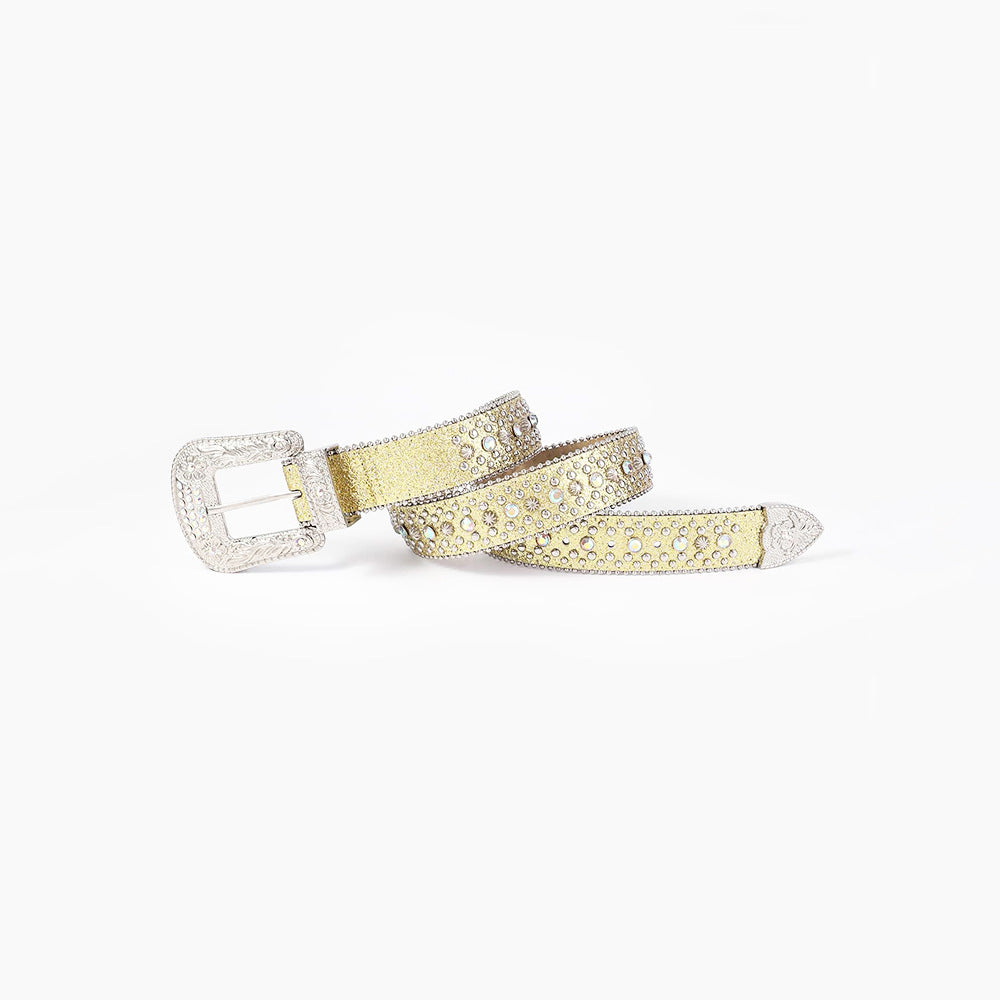 Rhinestone PU Leather Belt Sparkle Fashion