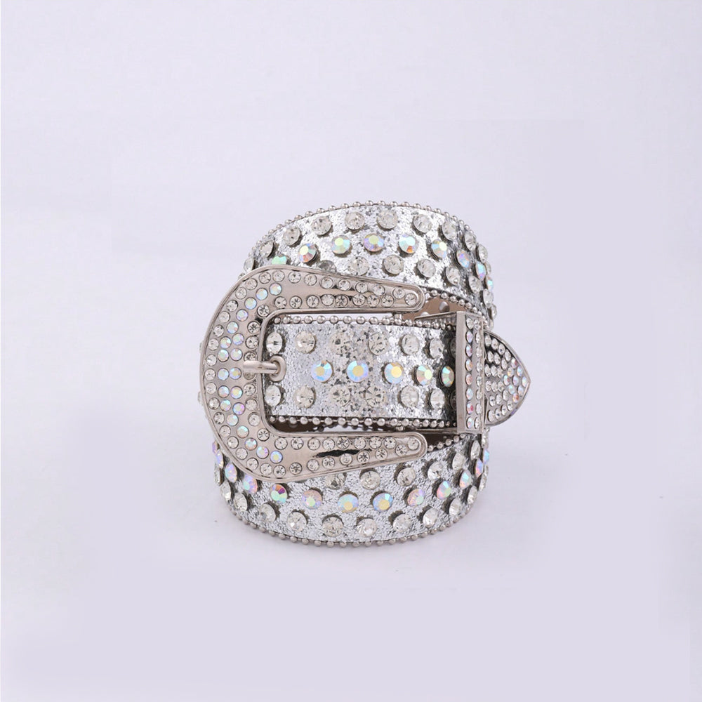 PU Leather Rhinestone Belt Embellished Fashion