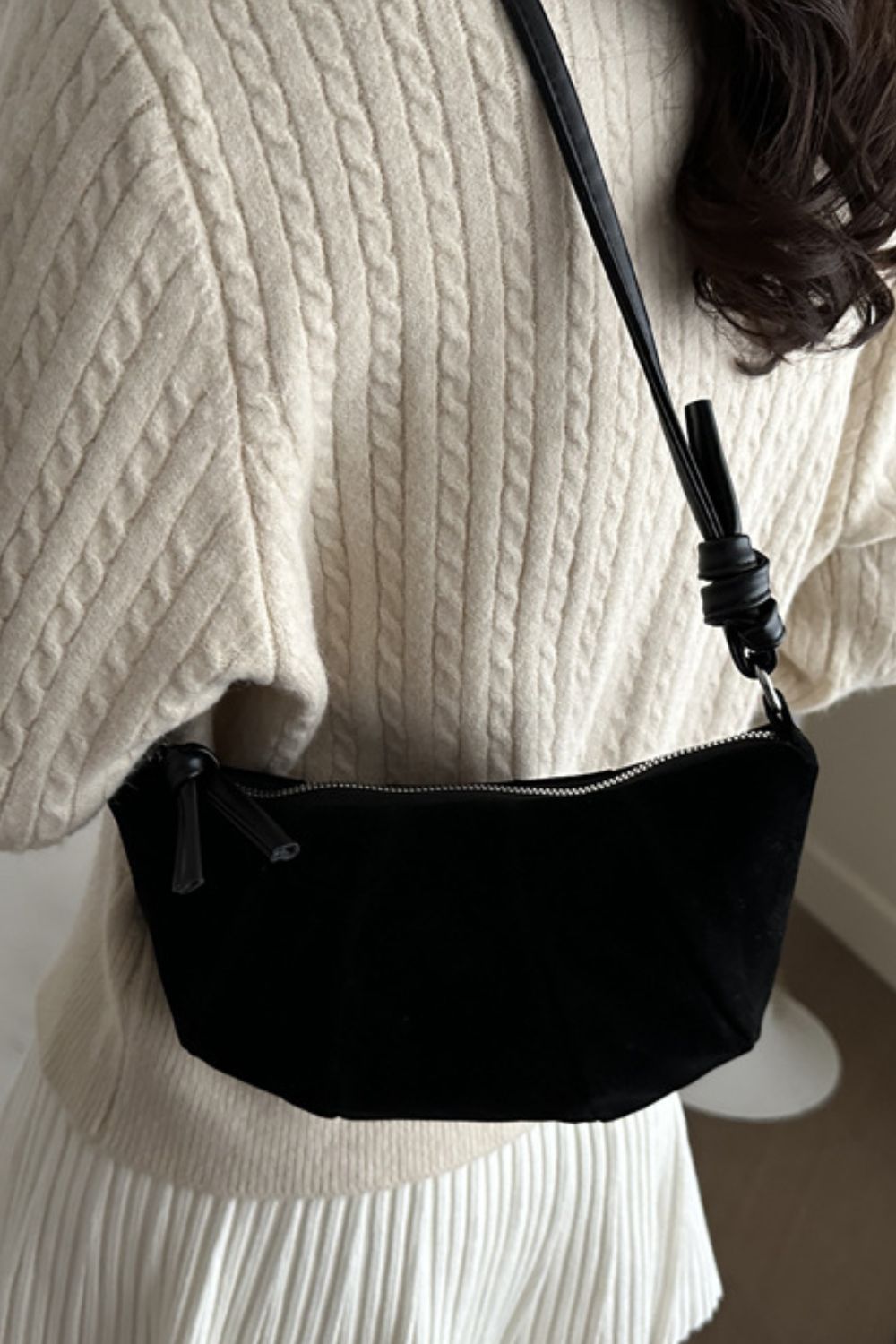 Suede Croissant Shape Shoulder Bag-Trendy