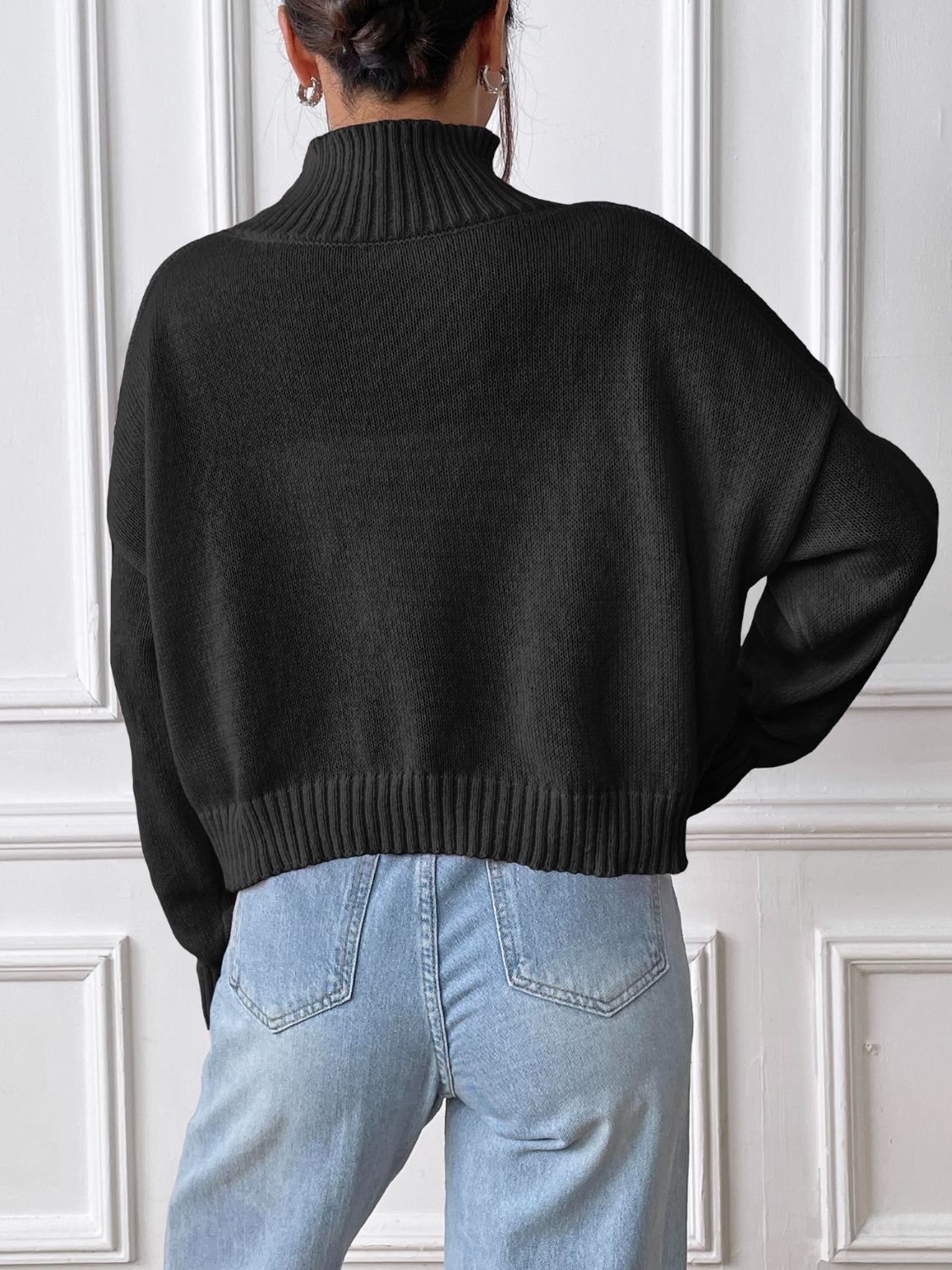 Heart Turtleneck Long Sleeve Sweater-Stylish