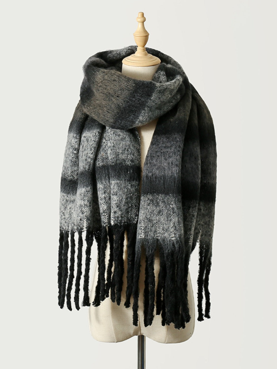Fringe Color Block Polyester Scarf-Stylish-Fashion