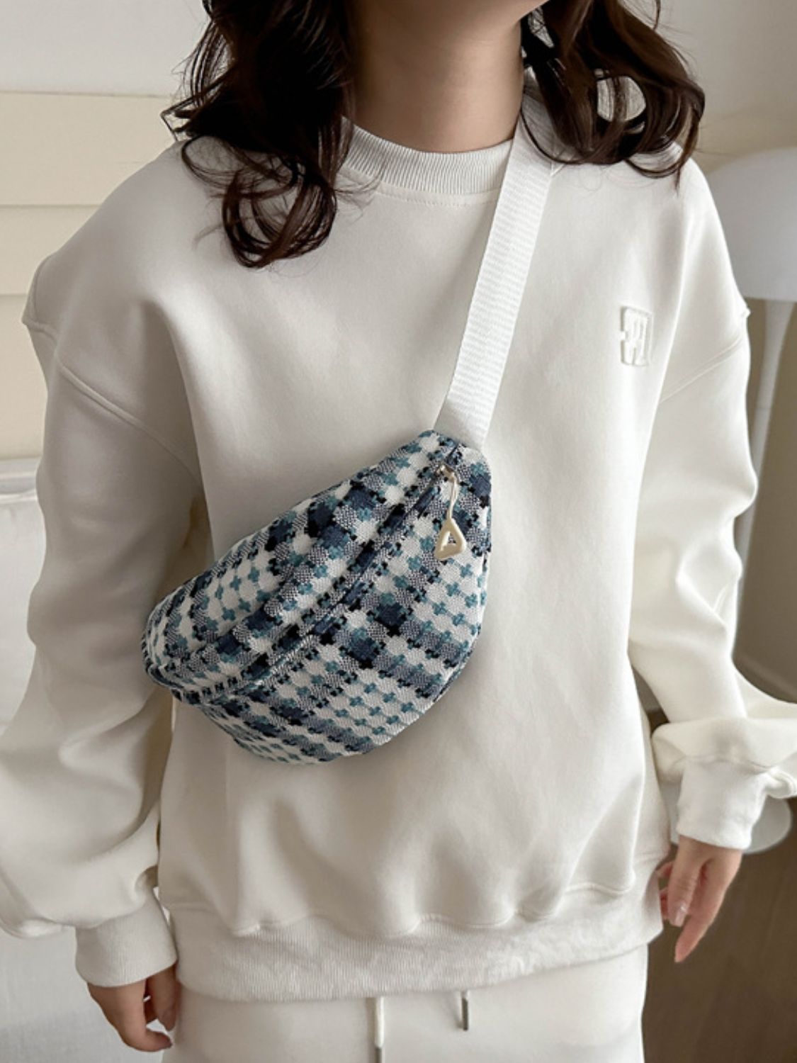 Plaid Wide Strap Crossbody Bag-Statement piece