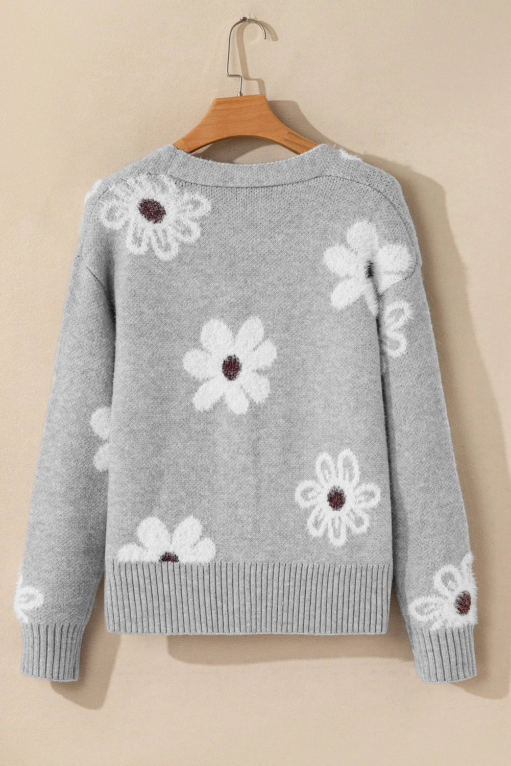 Flower Button Up Long Sleeve Cardigan-Versatile
