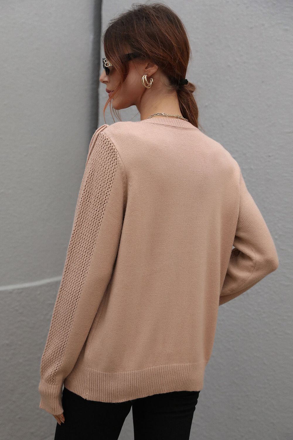 Fringe Detail Ribbed Trim Sweater-Style-Comfort