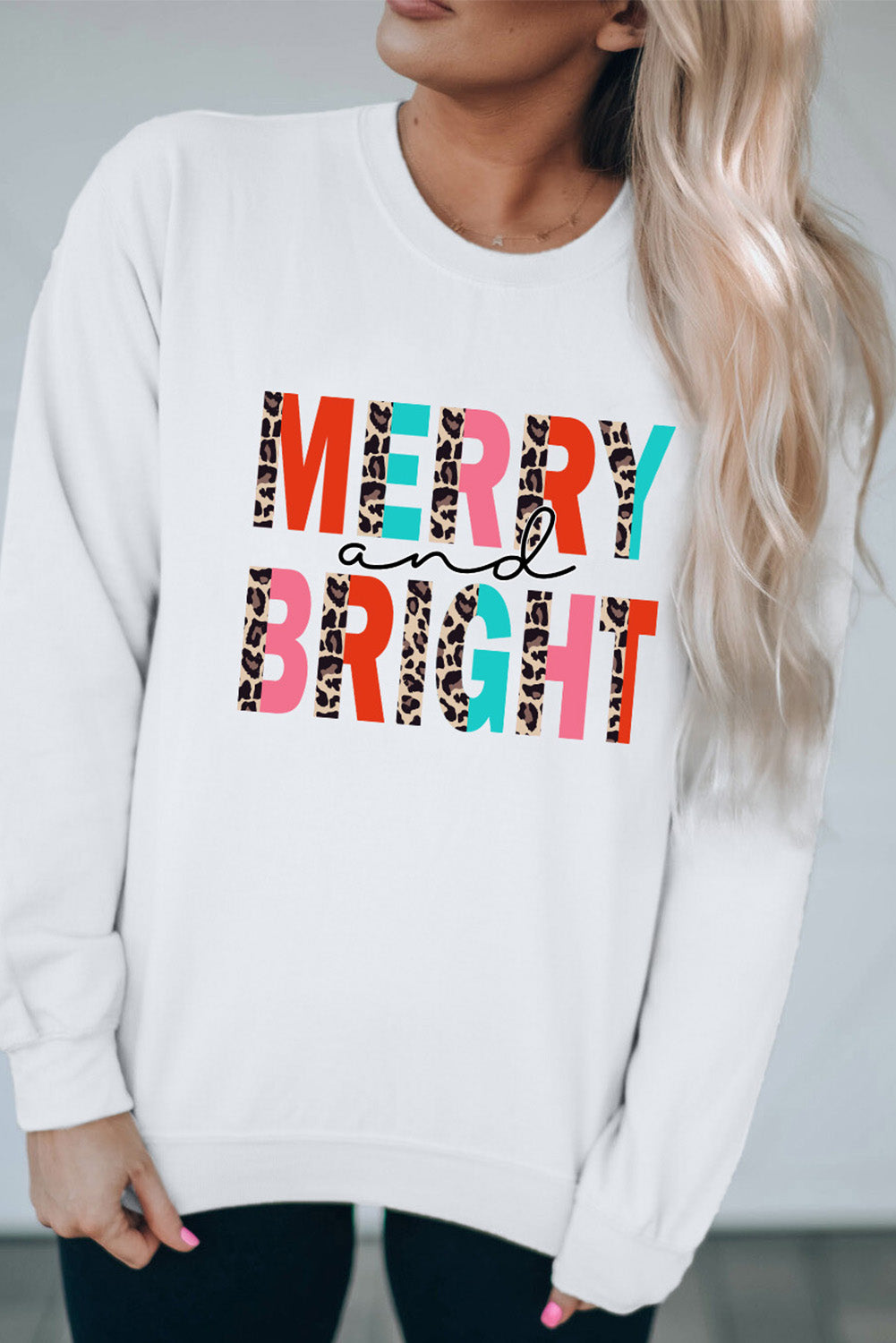 MERRY AND BRIGHT Graphic Sweatshirt-Festive