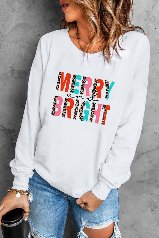 MERRY AND BRIGHT Graphic Sweatshirt-Festive
