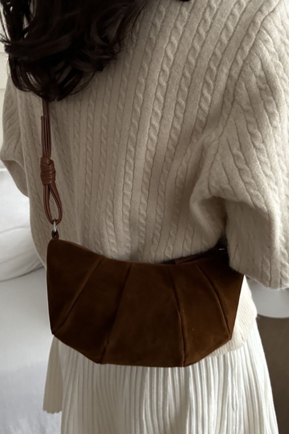 Suede Croissant Shape Shoulder Bag-Trendy