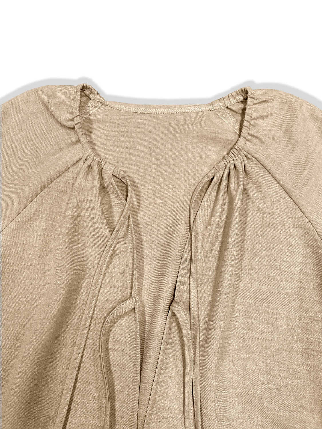 Tie Neck Flounce Sleeve Dress-Trendy-Apparel