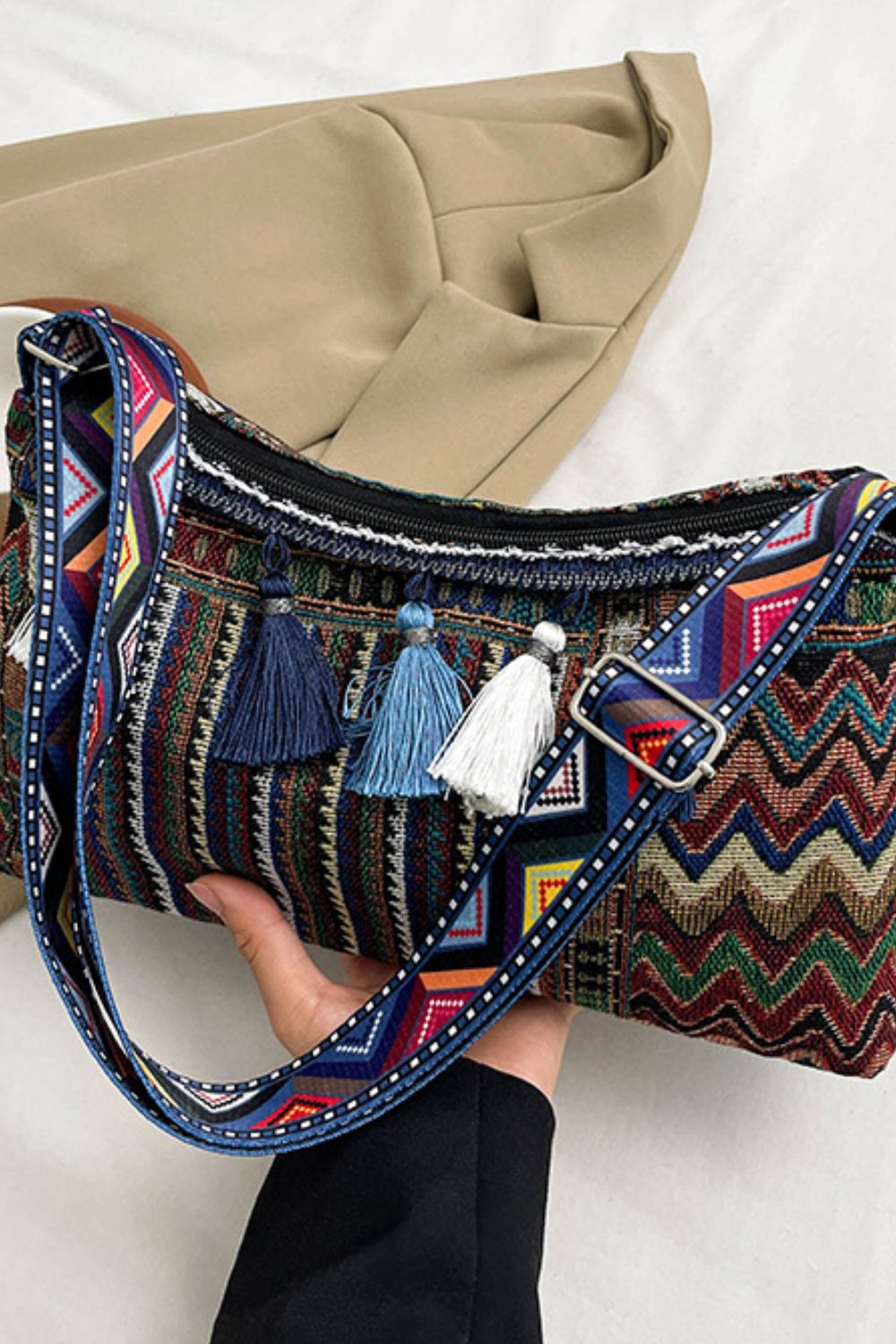 Tassel Adjustable Strap Shoulder Bag Crossbody