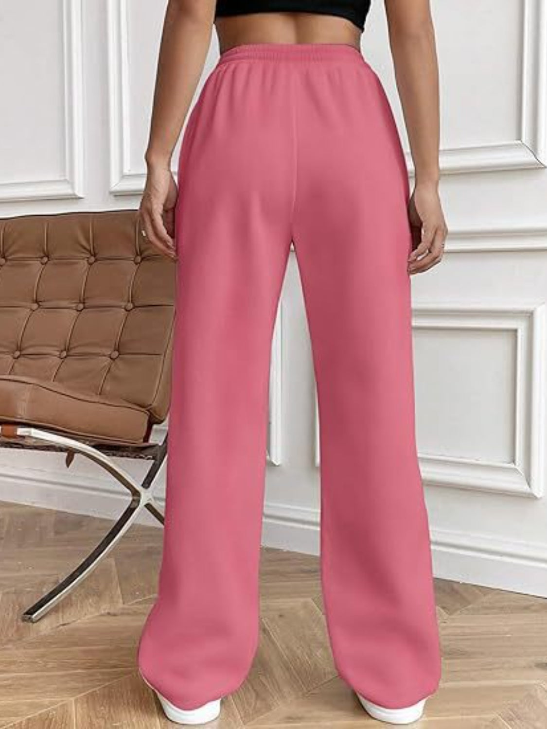 Drawstring Wide Leg Pants with Pockets-Comfortable