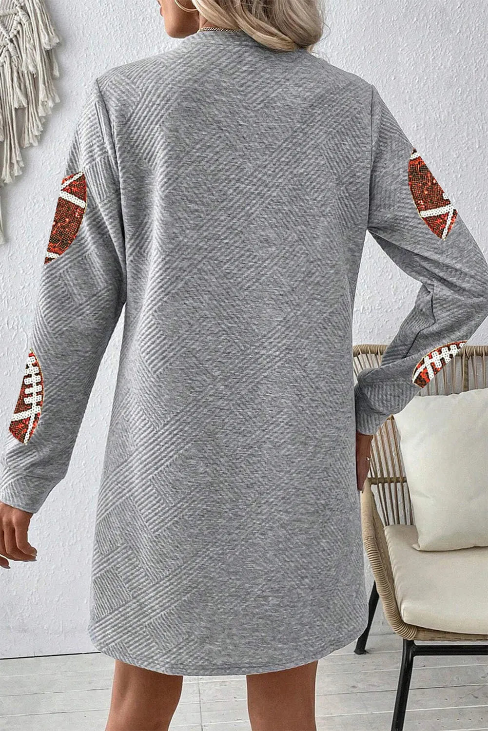 Sequin Football Long Sleeve - Mini Dress