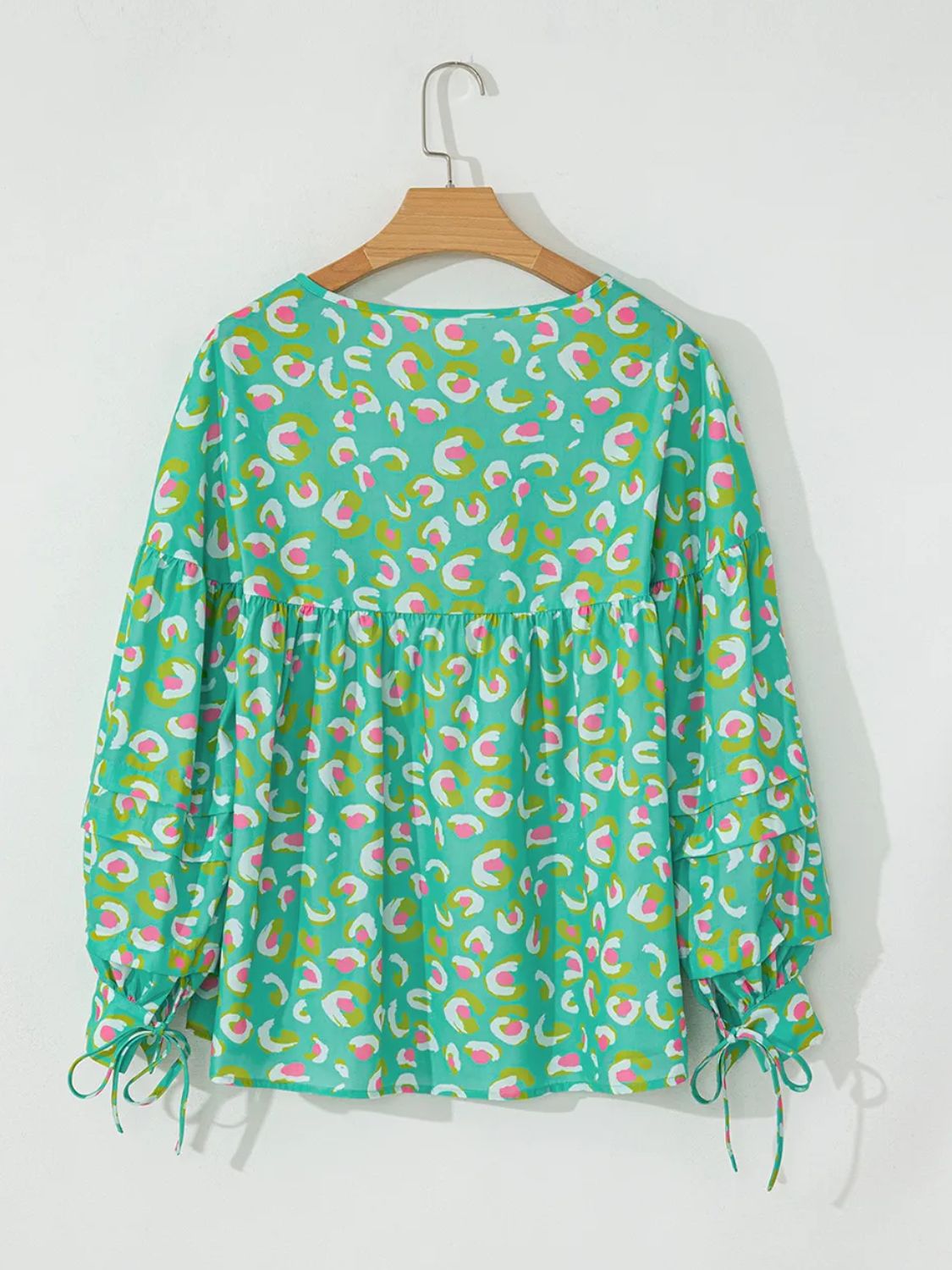 Tied Printed Long Sleeve Blouse-Casual-Style