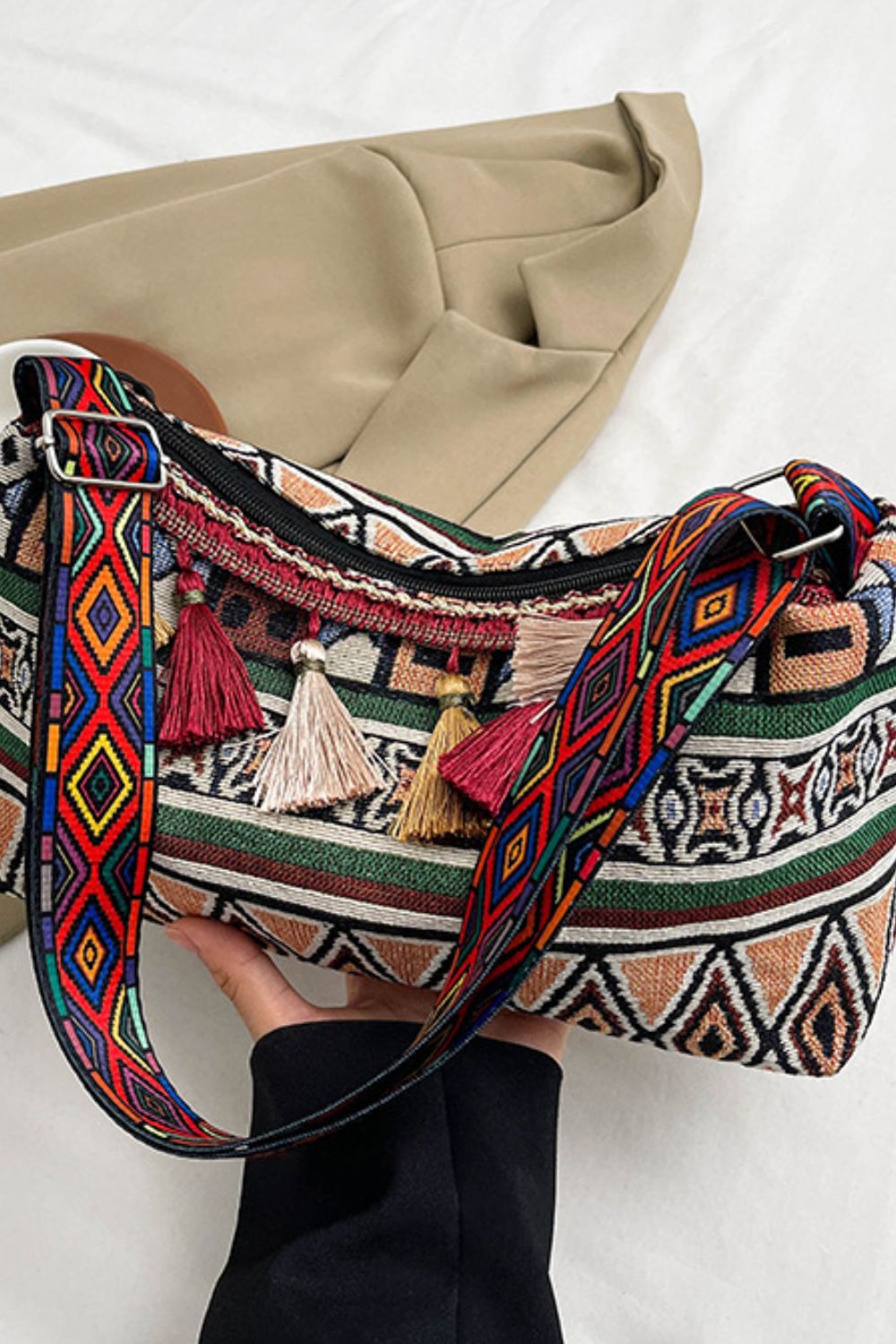 Tassel Adjustable Strap Shoulder Bag Crossbody