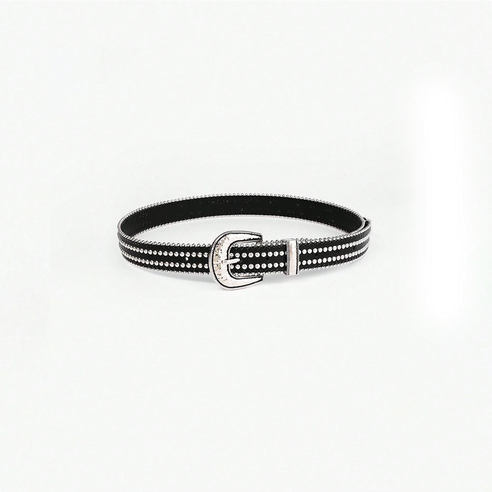 Studded Rhinestone PU Leather Belt Trendy Fashion