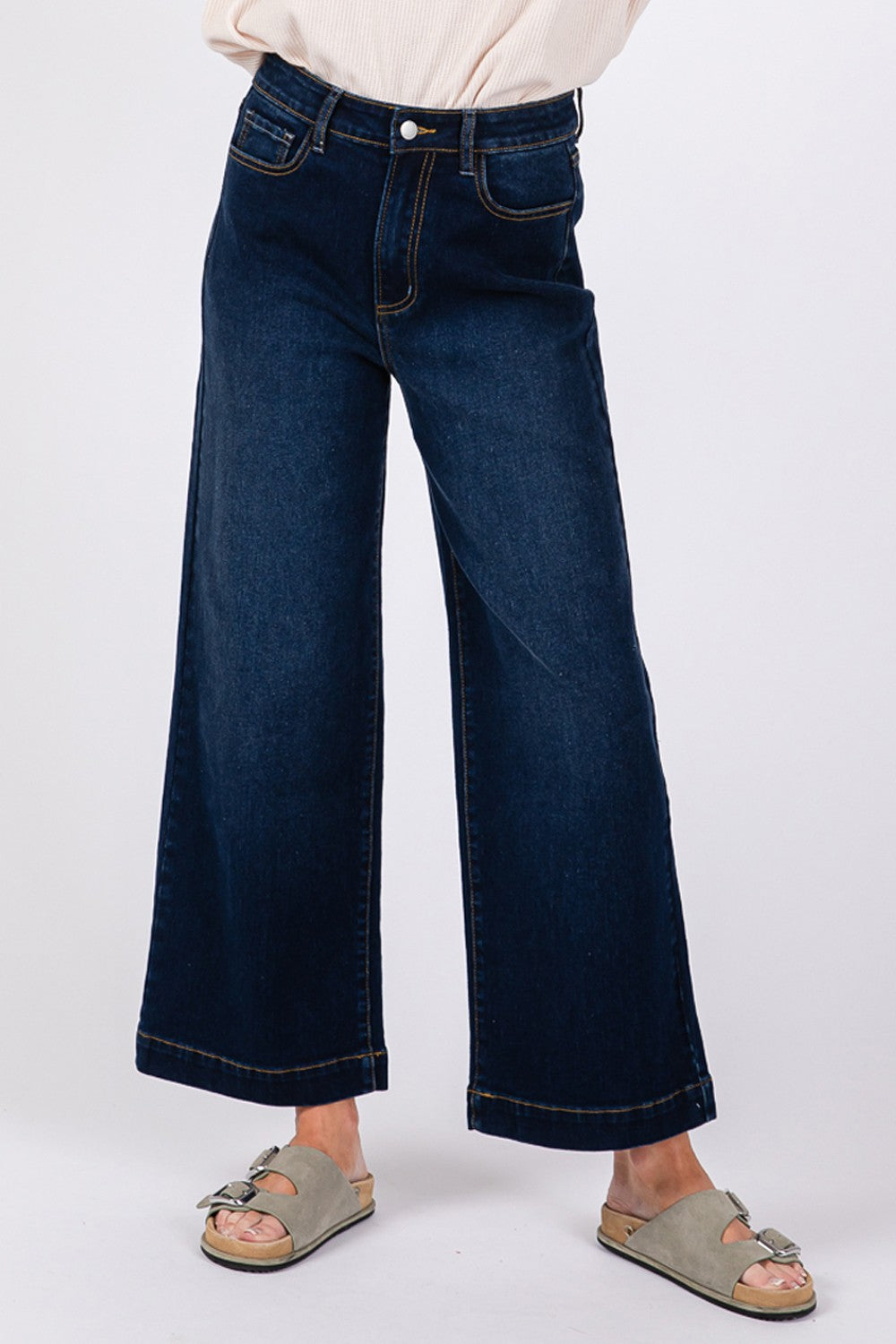 SAGE + FIG High Waist Wide Leg Jeans-Stylish
