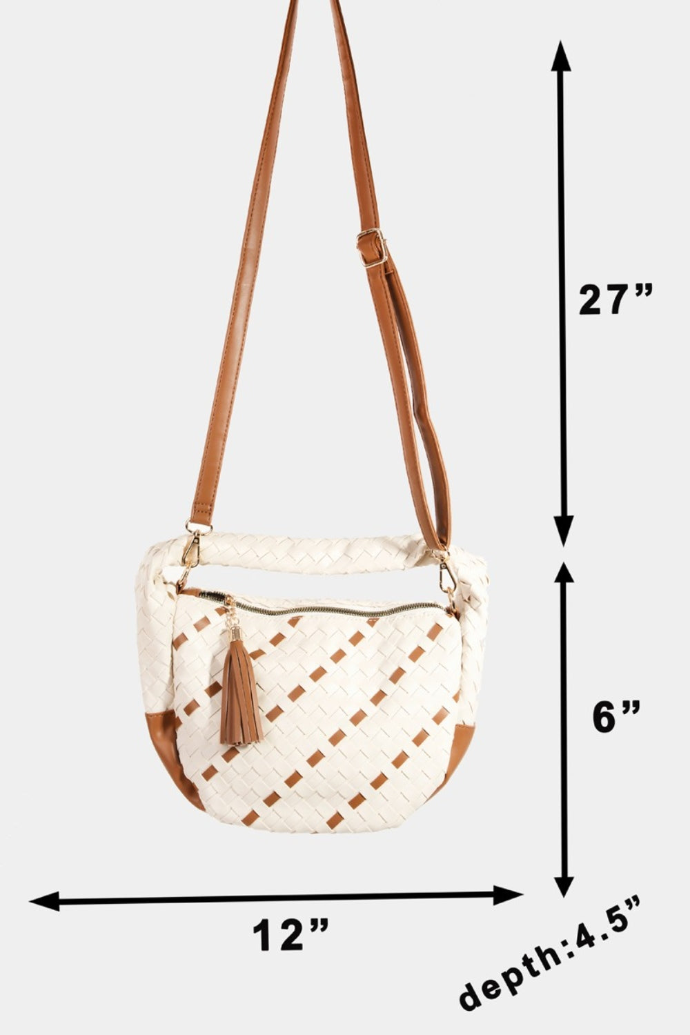 Fame Tassel Detail Weave Semi Circle Bag