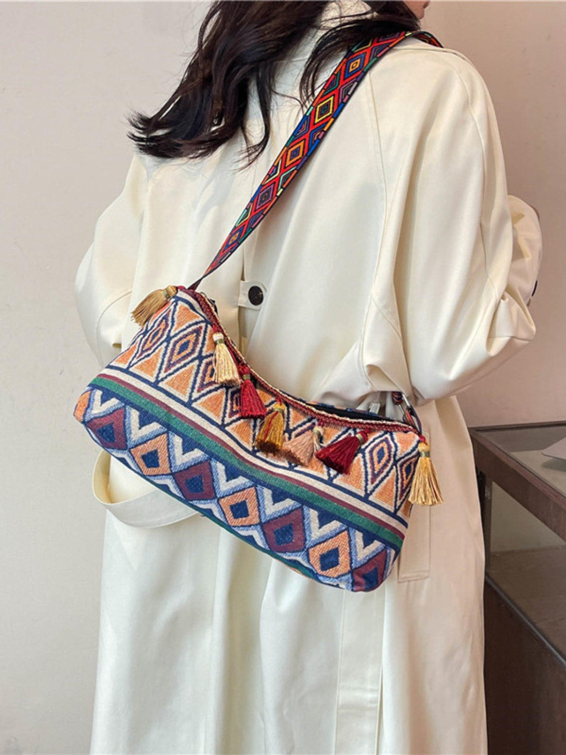 Tassel Adjustable Strap Shoulder Bag Crossbody