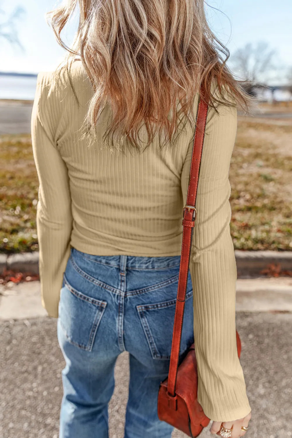 Collared Neck Long Sleeve Top - Stylish - Fashionable
